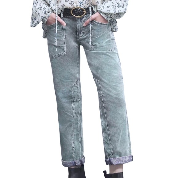 Pilcro The Wanderer Pants Womens 27 Waist Corduroy Blue Wash Comfort Stretch - Picture 1 of 13